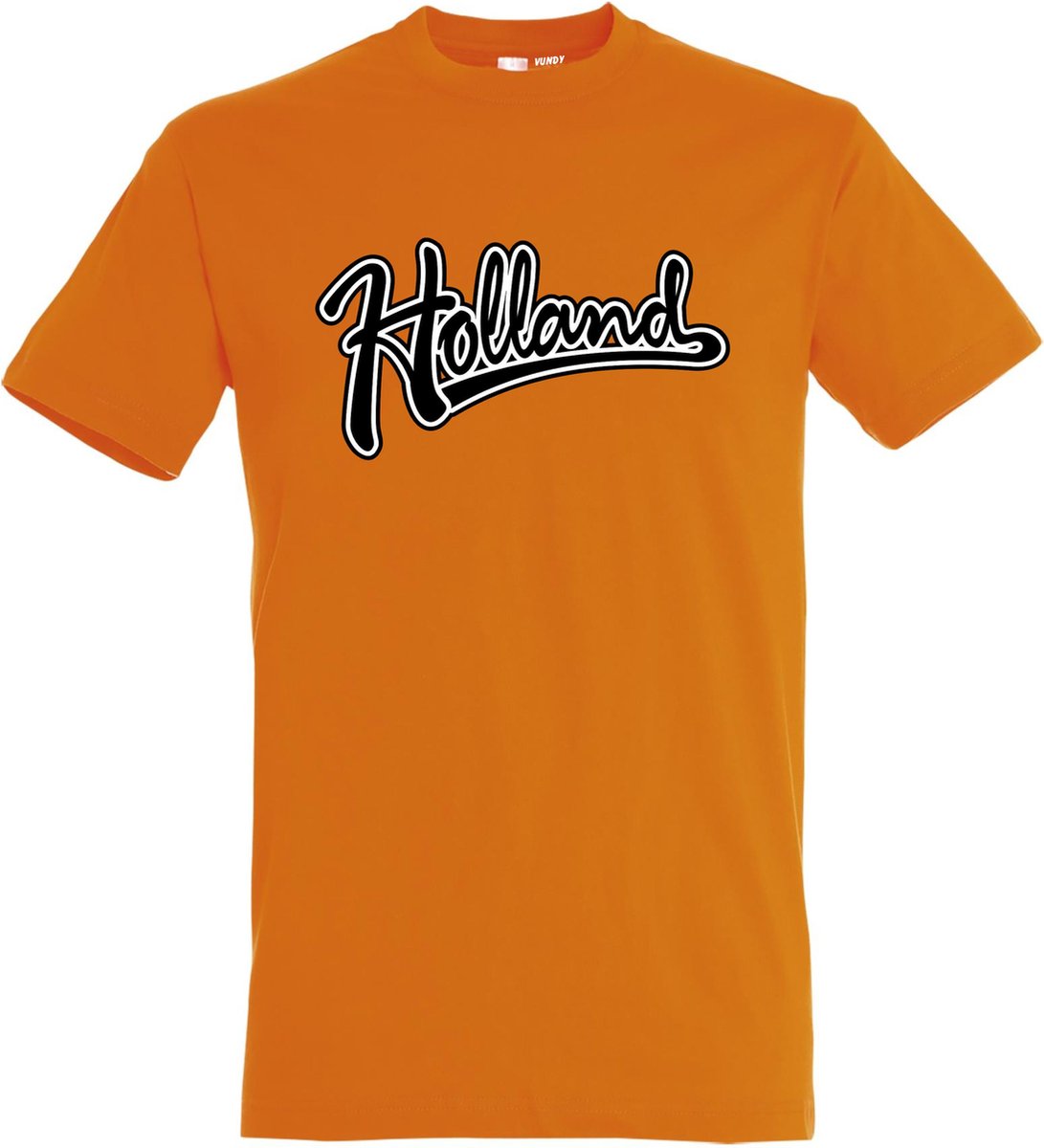 T-shirt met tekst Holland | oranje shirt | Koningsdag kleding | Oranje | maat L